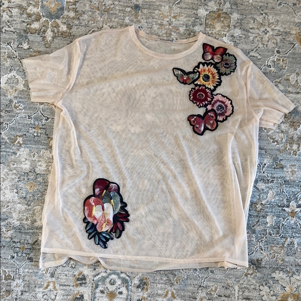 Zara Floral Sheer Blouse and Tank Top